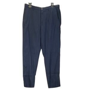 Zara Mens L Blue 100% Linen Luxury Casual Pockets Drawstring Waist Vacation